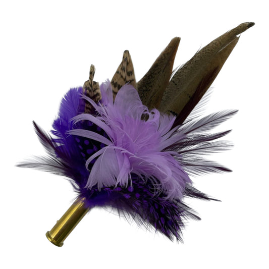 Purple, Lilac & Natural Feather Hat Pin (CFP549)