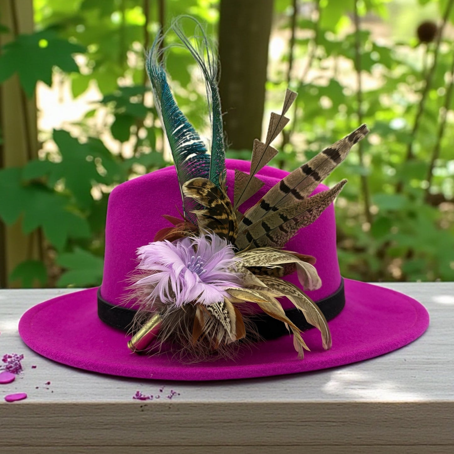 Lilac, teal and natural Feather Hat Pin (CFP559)