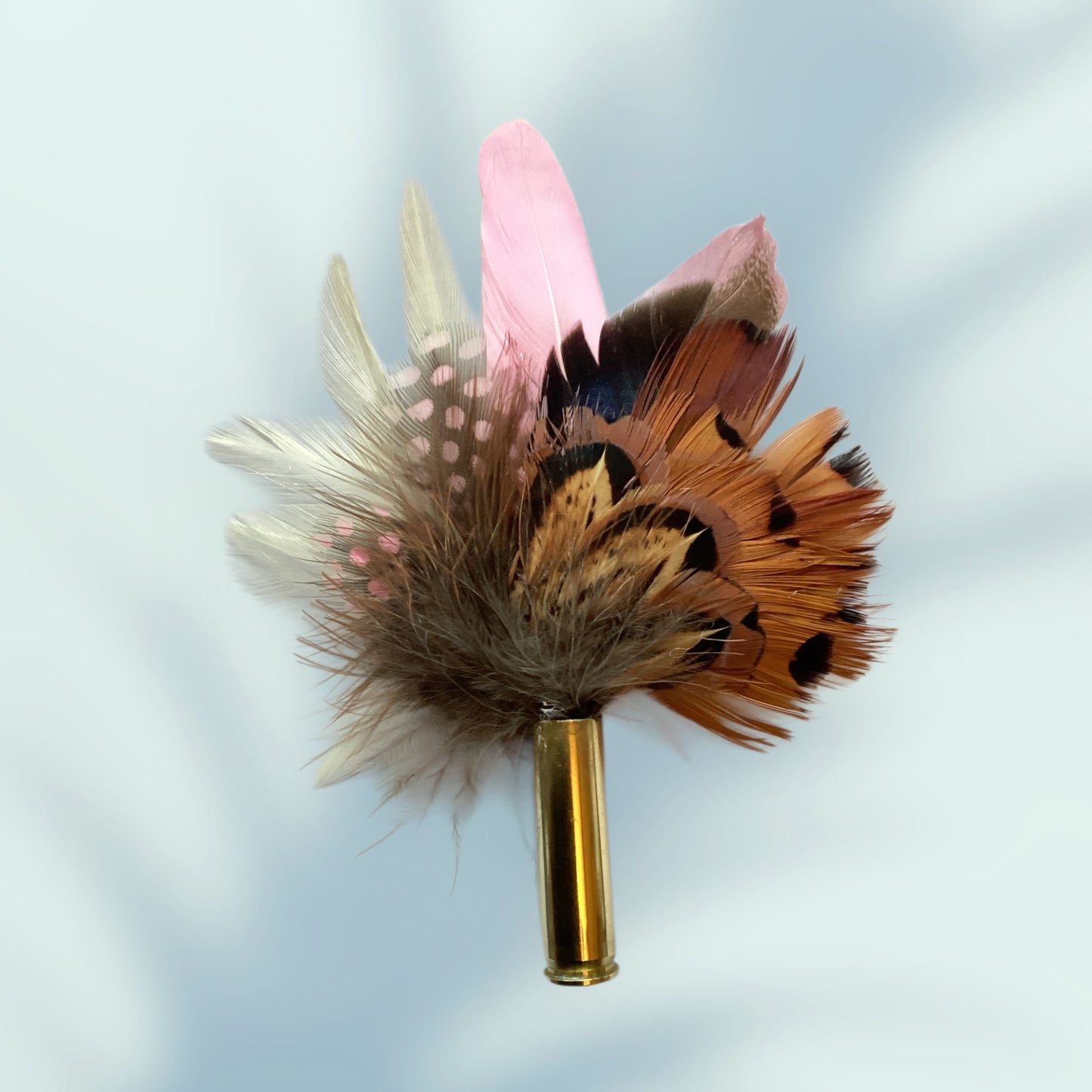 Pink, Cream & Natural Feather Lapel Pin CFLP210