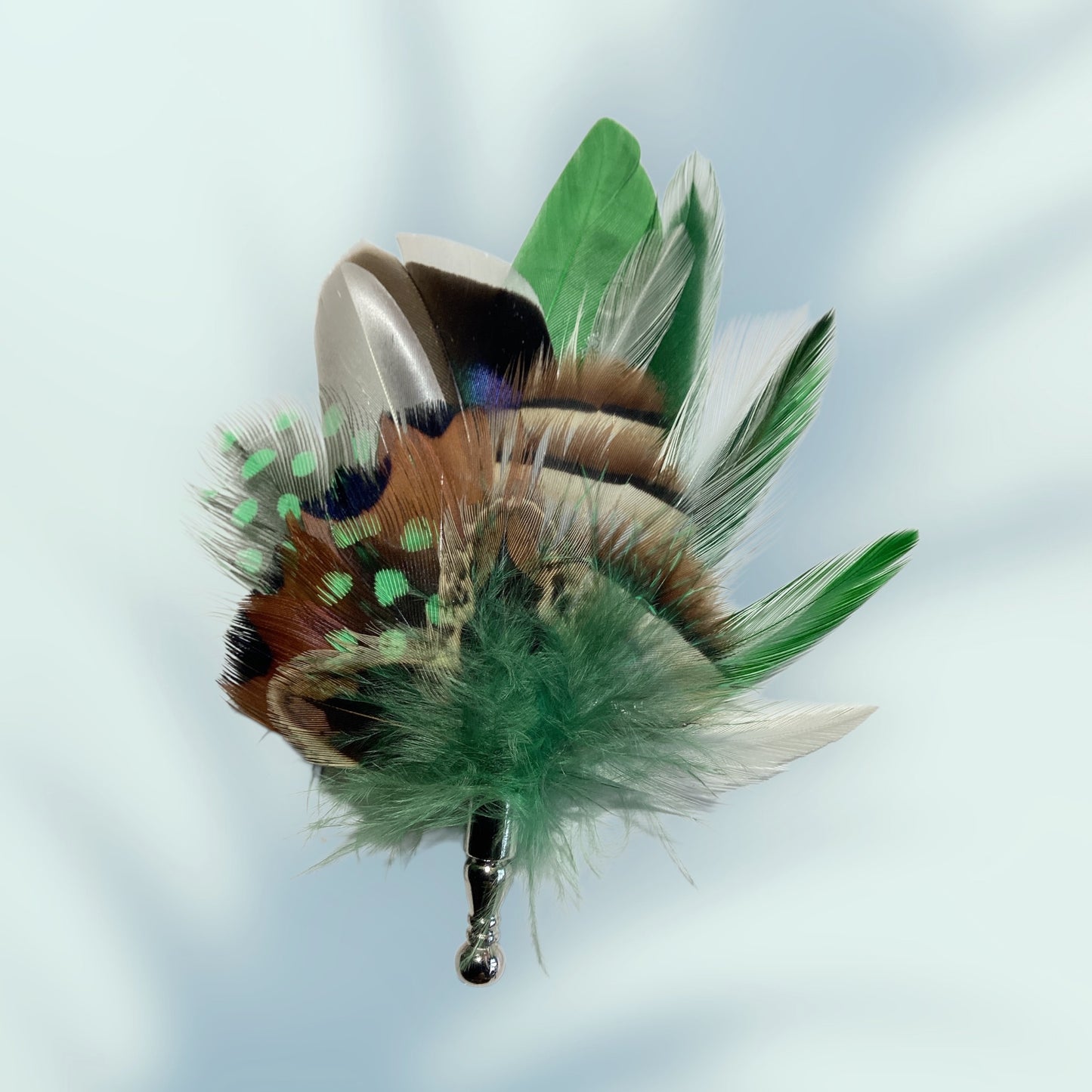 Green & Natural Feather Lapel Pin CFLP229