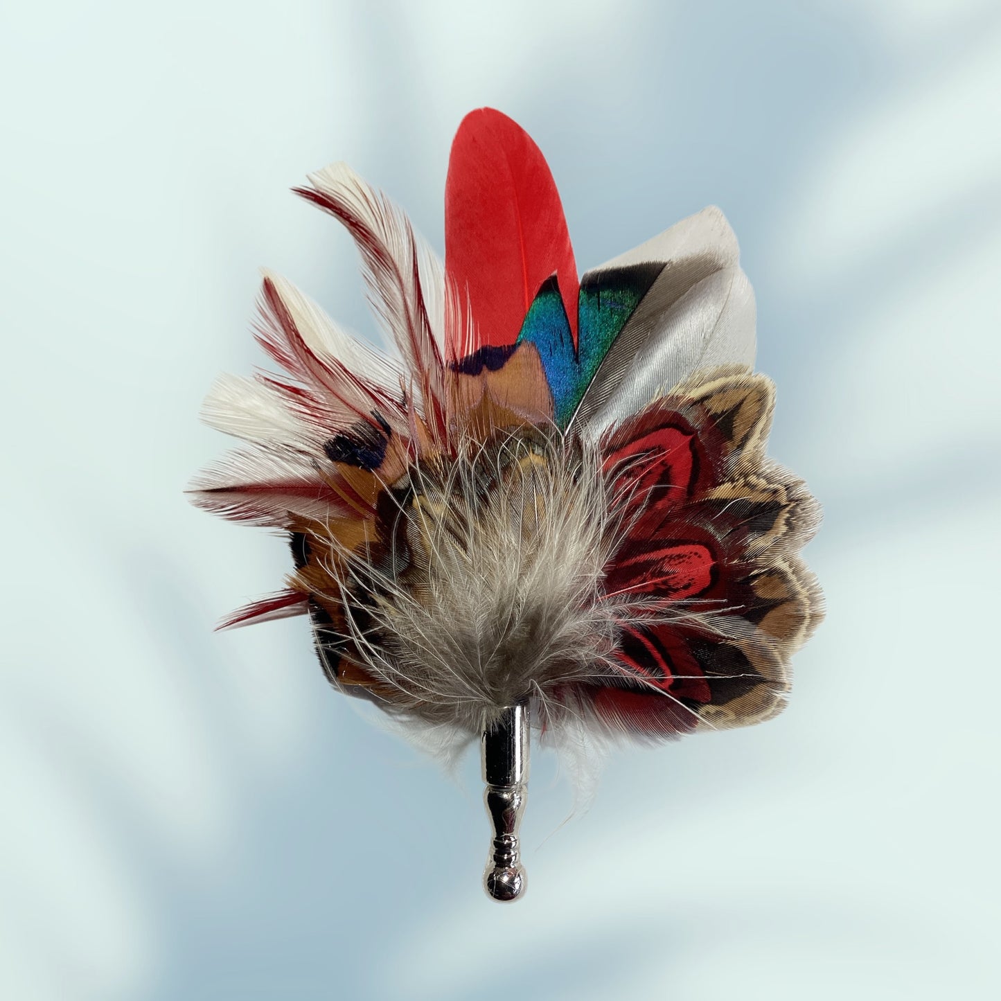 Red & Natural Feather Lapel Pin CFLP230