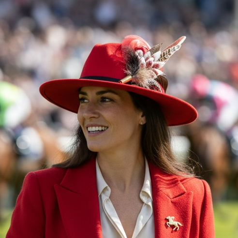 Red, Black, White and Natural Feather Hat Pin CFP840