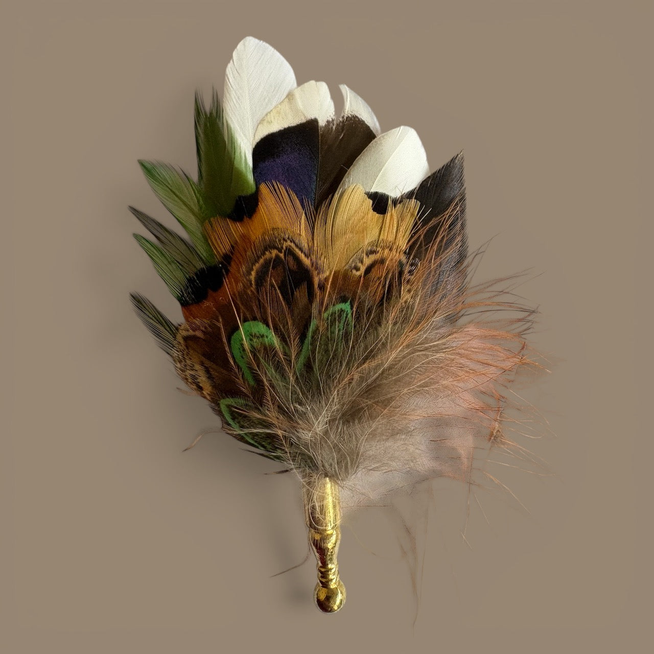 Green & Natural Feather Lapel Pin CFLP217