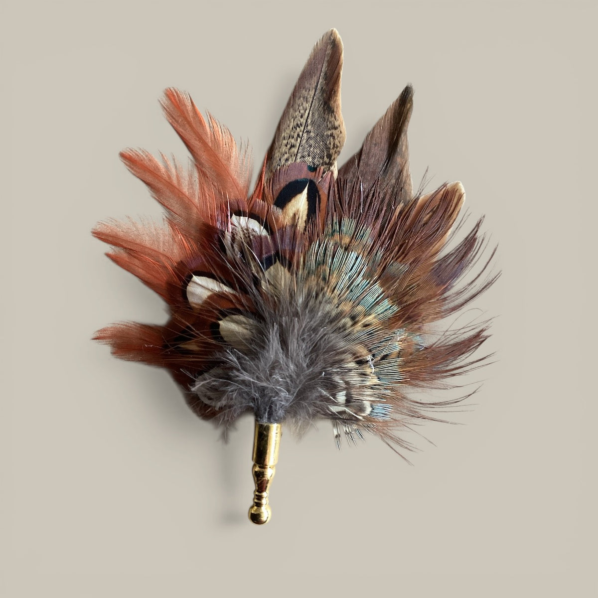 Natural Feather Lapel Pin CFLP243