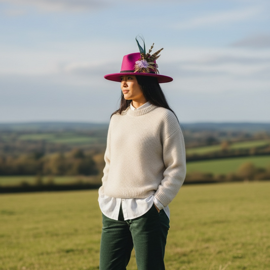 Lilac, teal and natural Feather Hat Pin (CFP559)