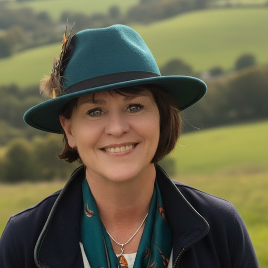 Fedora Teal Hat With Black Leather Band