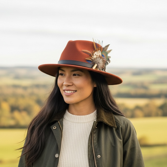 Fedora Rust Hat with Black Leather Band