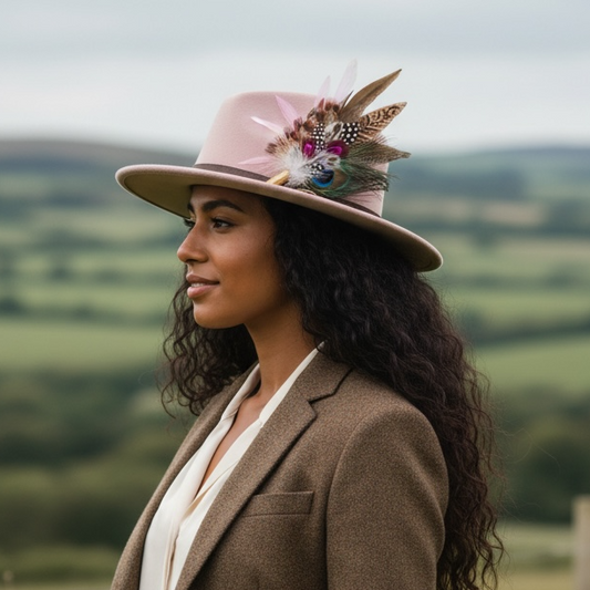 Cerise Pink and Light Pink Feather Hat Pin CFP863