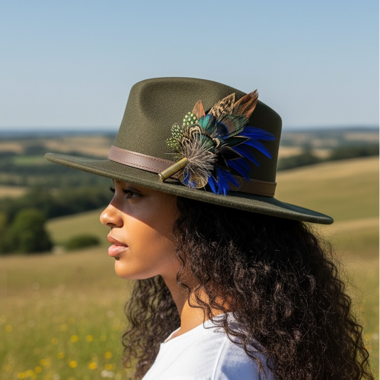 Peacock, Rooster, Guinea Fowl & Pheasant Feather Hat Pin CFP881