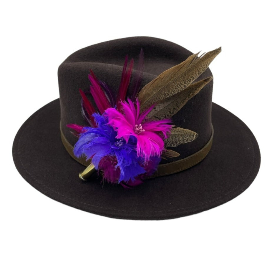 Fuchsia, Purple & Natural Feather Hat Pin (CFP546)