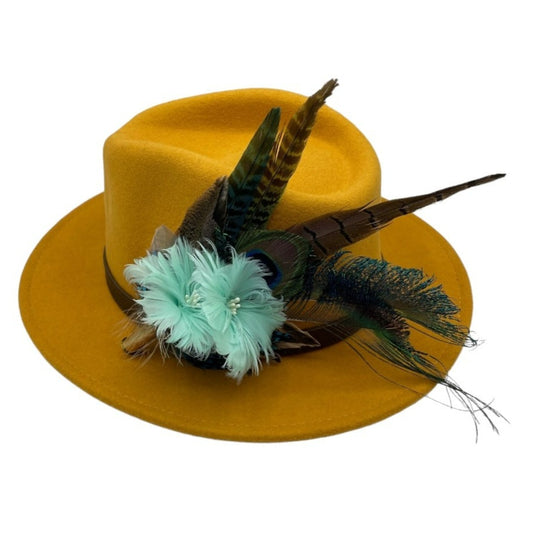 Peacock, Aqua & Turquoise Feather Hat Pin (CFP560)