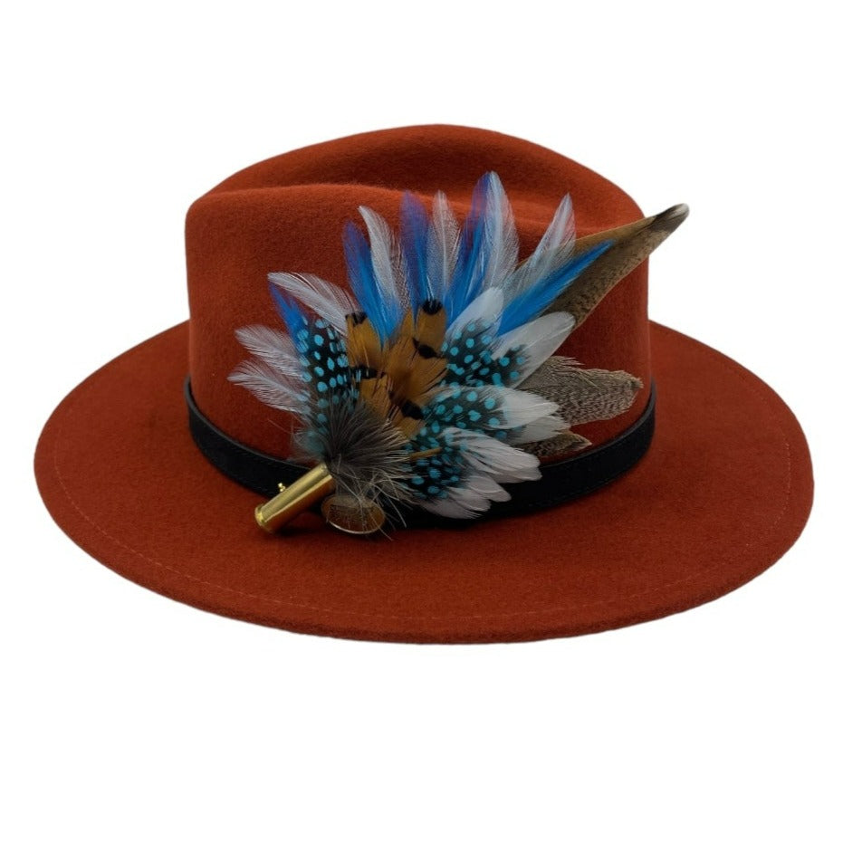 Turquoise, White & Natural Feather Hat Pin (CFP520)