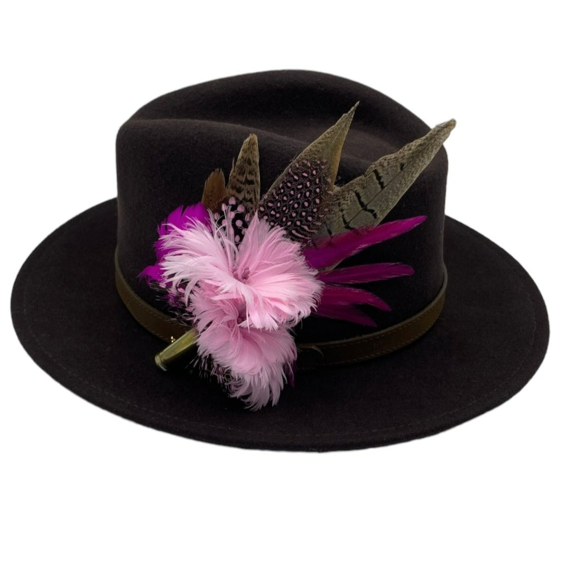 Fuchsia, Pink & Natural Feather Hat Pin (CFP557)