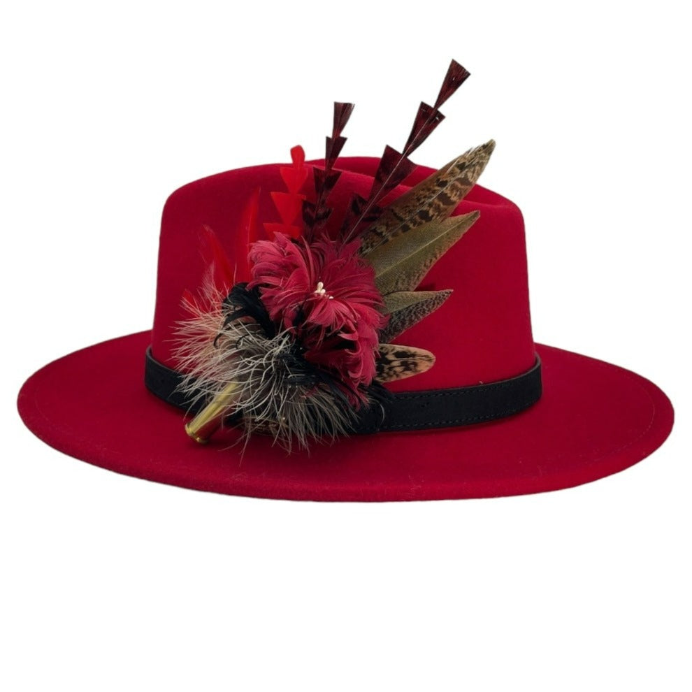 Ruby & Natural Feather Hat Pin (CFP570)