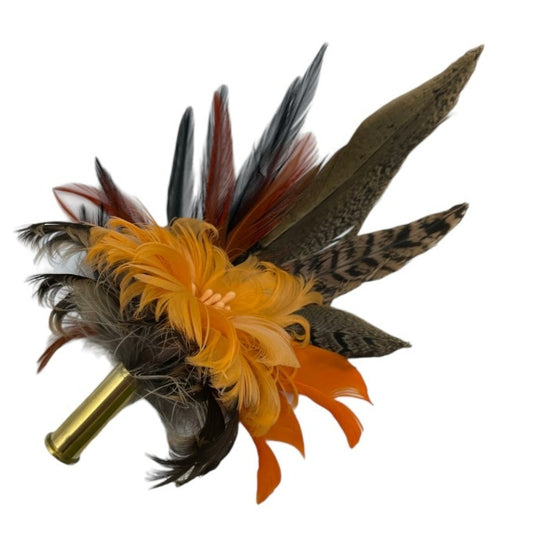 Orange & Natural Feather Hat Pin (CFP542)