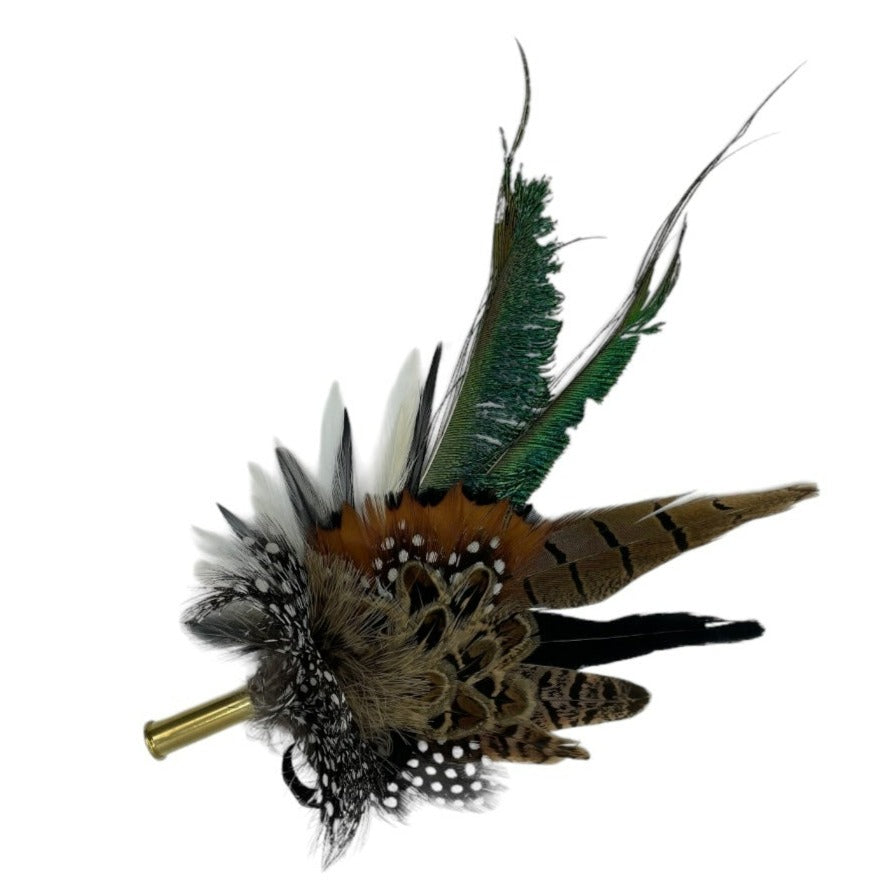 Black. White & Natural Feather Hat Pin (CFP561)