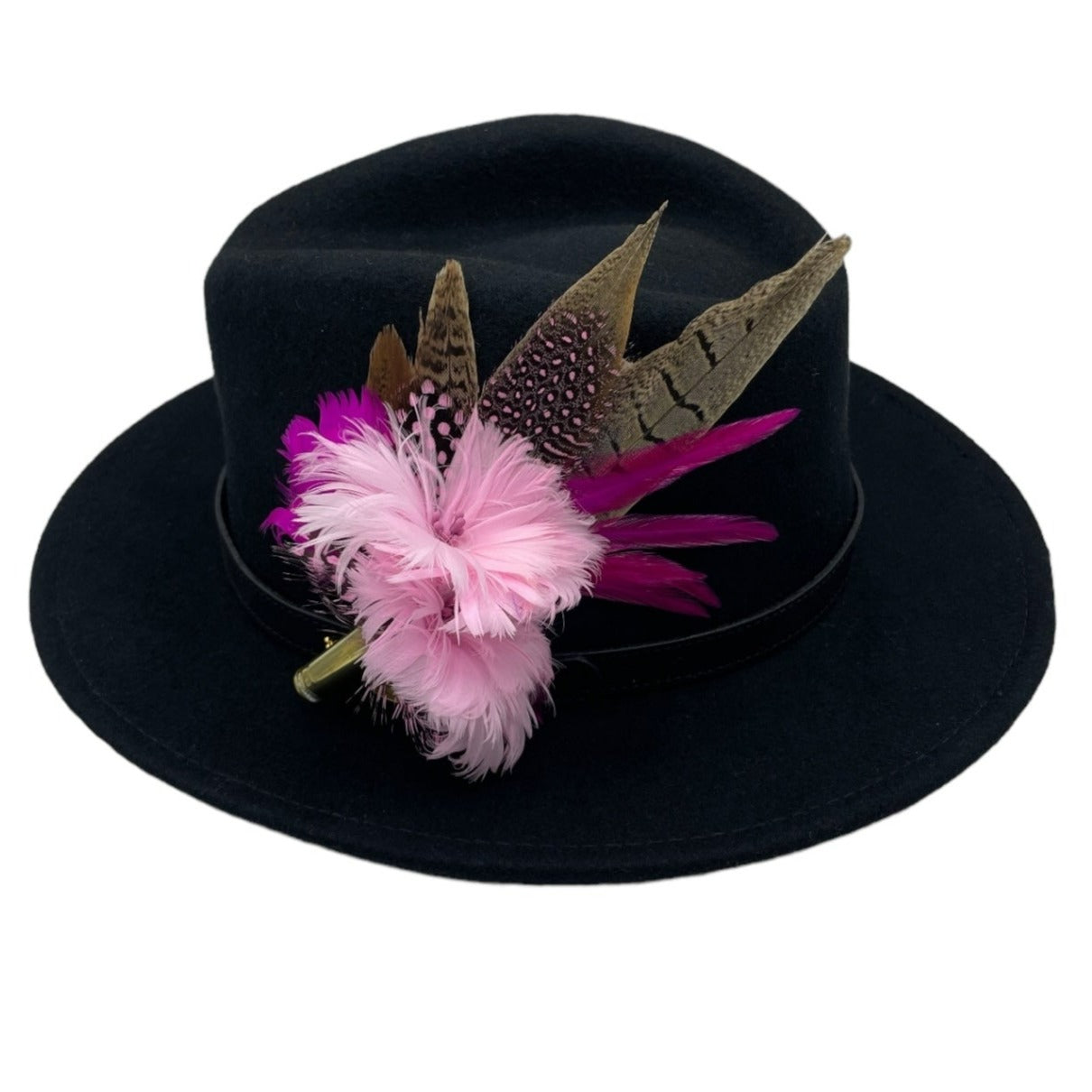Fuchsia, Pink & Natural Feather Hat Pin (CFP557)