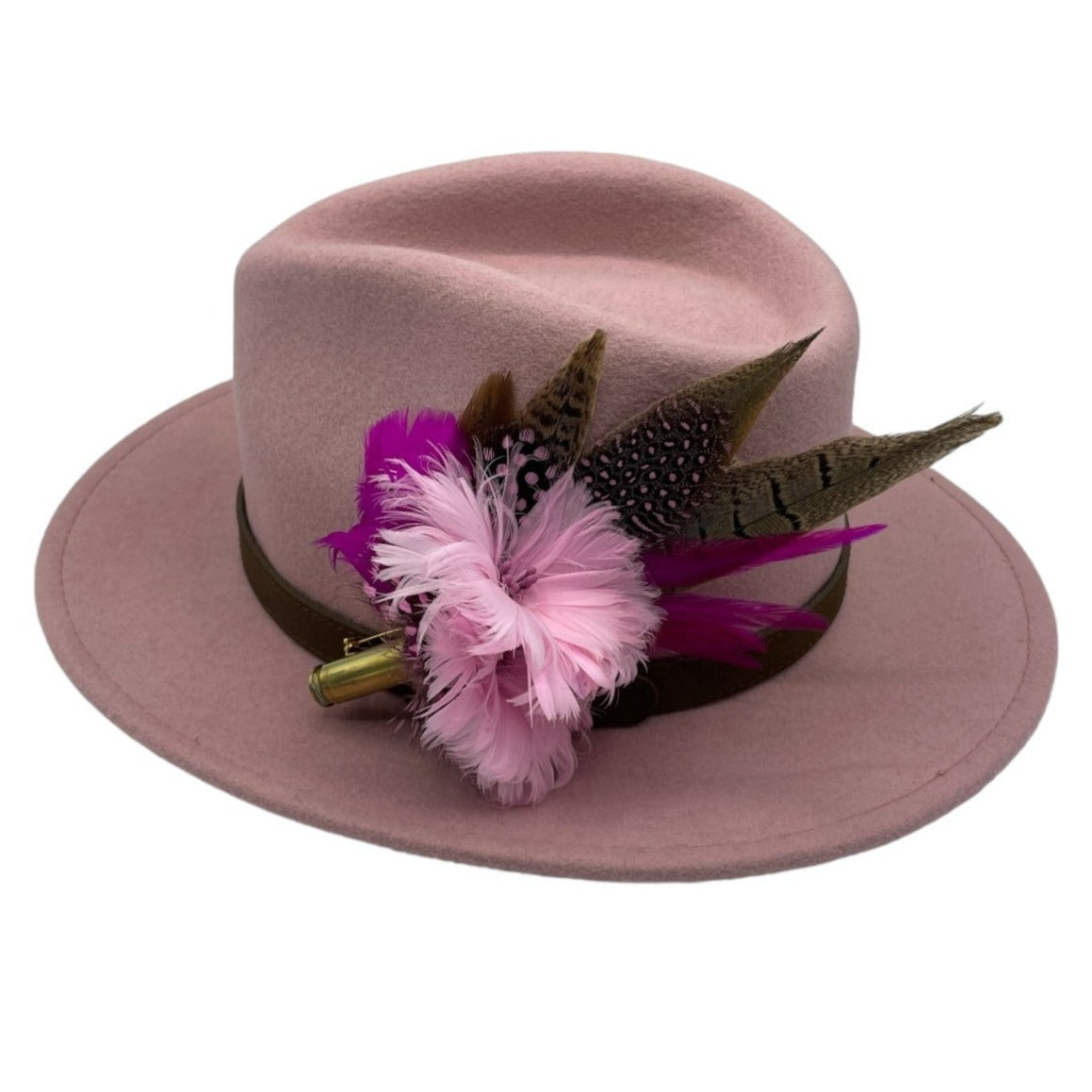 Fuchsia, Pink & Natural Feather Hat Pin (CFP557)