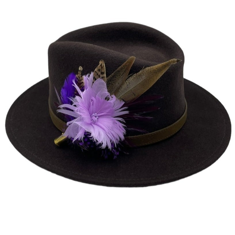 Purple, Lilac & Natural Feather Hat Pin (CFP549)