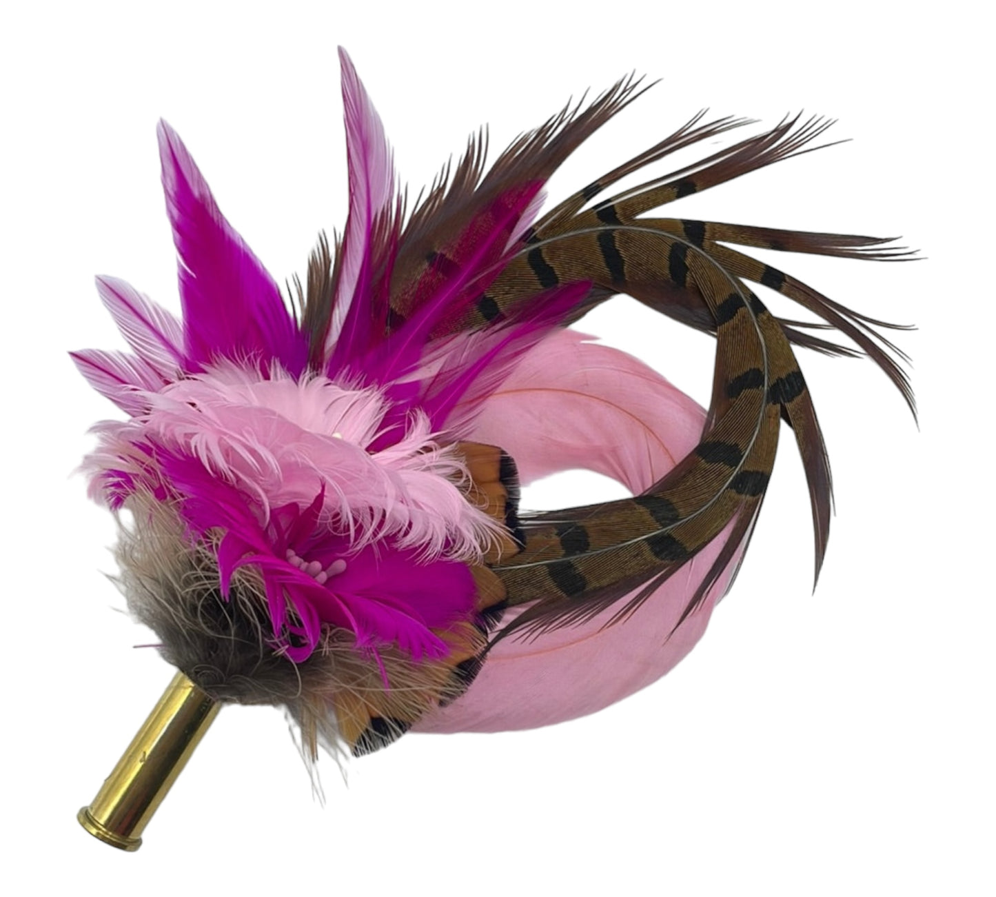 Light Pink, Cerise & Natural Feather Hat Pin (CFP507)
