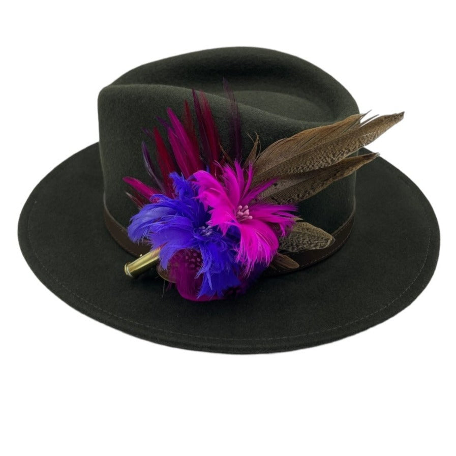 Fuchsia, Purple & Natural Feather Hat Pin (CFP546)