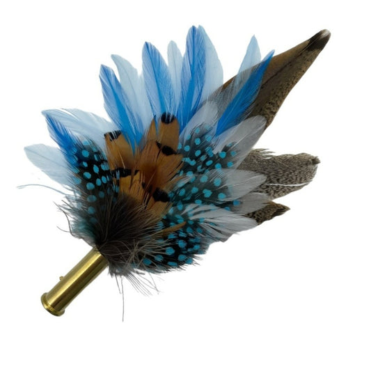 Turquoise, White & Natural Feather Hat Pin (CFP520)