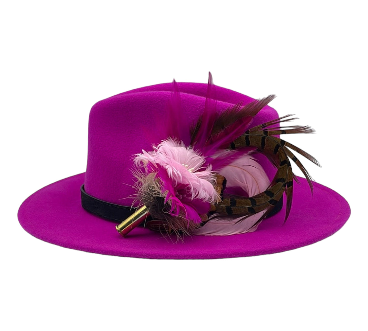 Light Pink, Cerise & Natural Feather Hat Pin (CFP507)