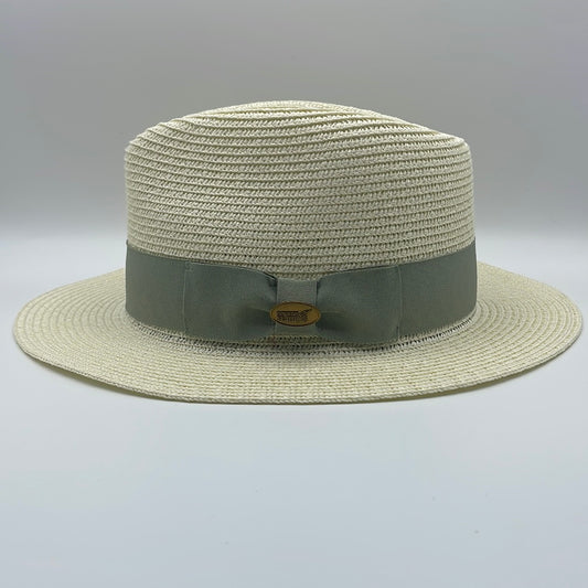 Fedora Straw With Pistachio Ribbon Band