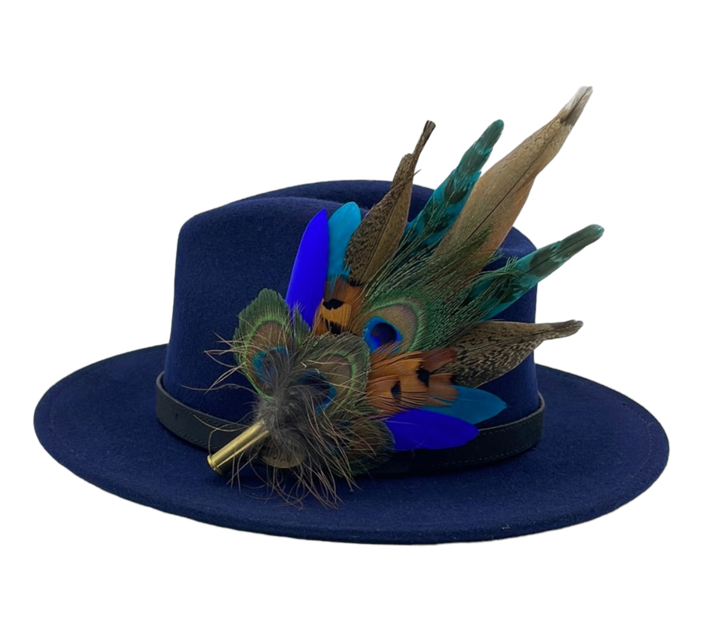 Peacock, Teal & Natural Feather Hat Pin (CFP498)