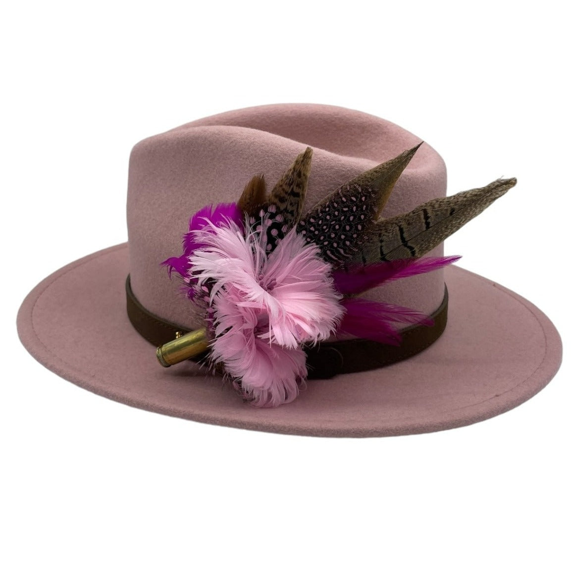 Fuchsia, Pink & Natural Feather Hat Pin (CFP557)