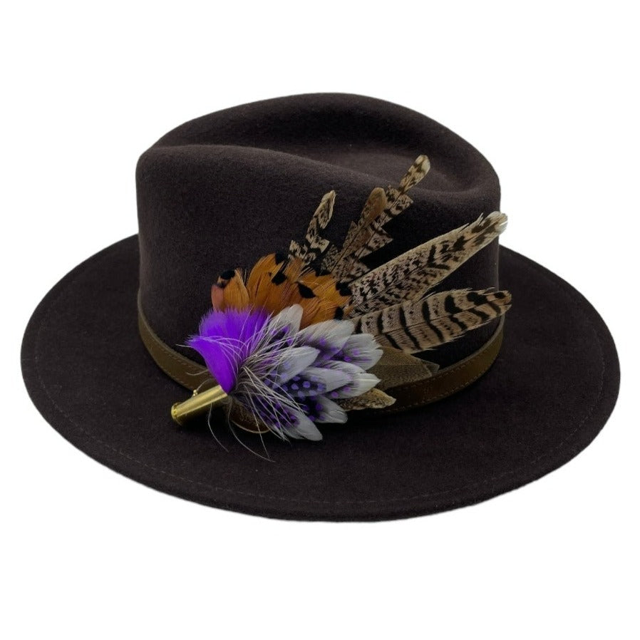 Purple & Natural Feather Hat Pin (CFP562)