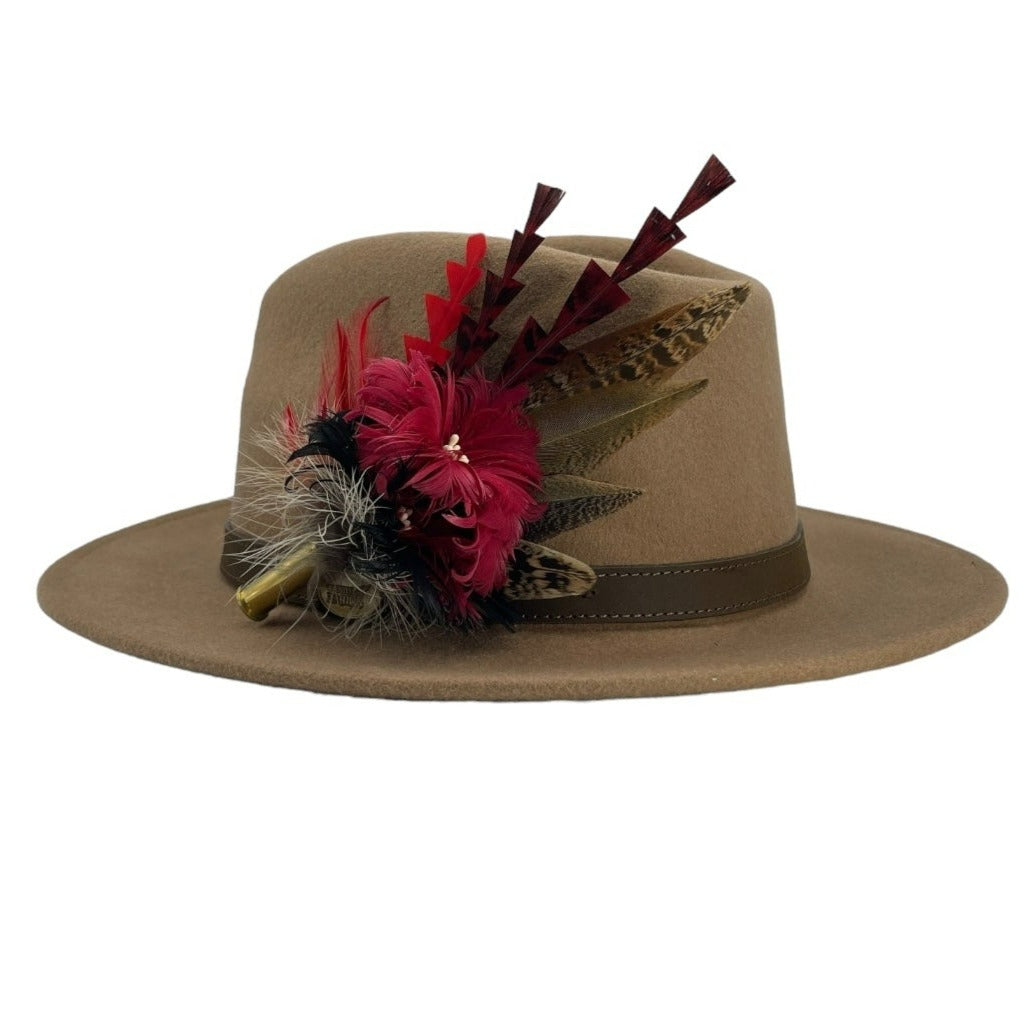 Ruby & Natural Feather Hat Pin (CFP570)