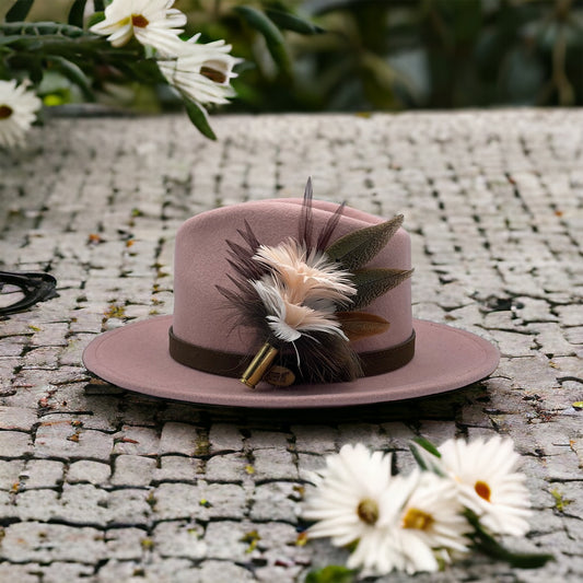 Peach, Brown & Natural Feather Hat Pin (CFP408)