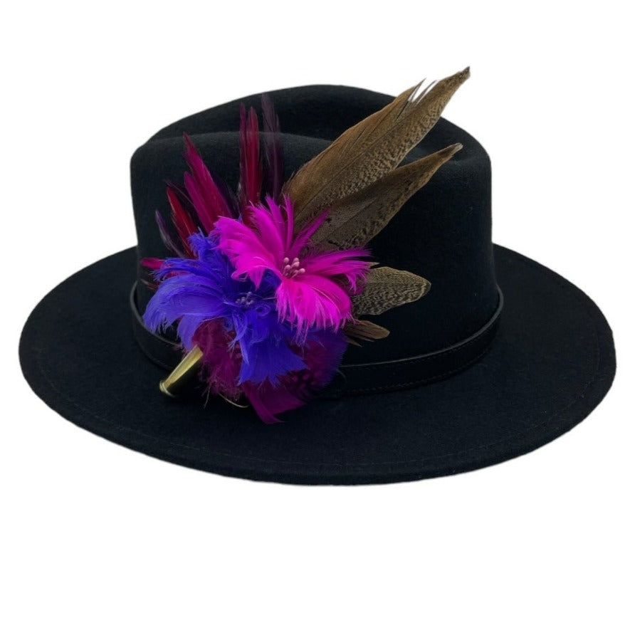 Fuchsia, Purple & Natural Feather Hat Pin (CFP546)
