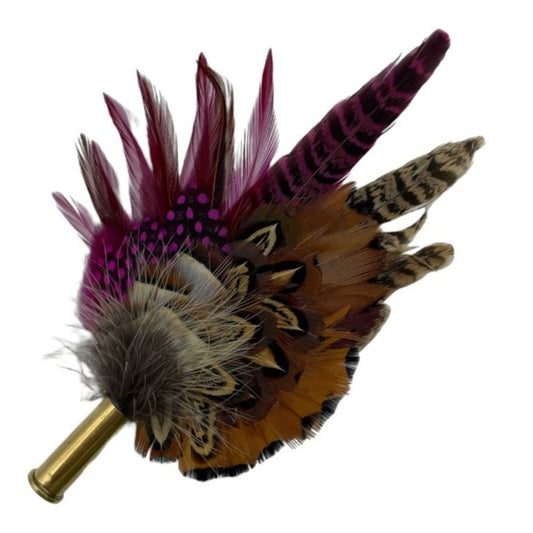 Cerise Pink & Natural Feather Hat Pin (CFP554)