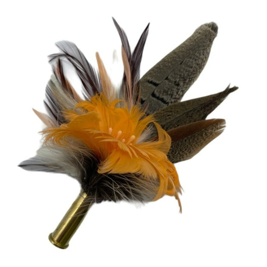 Orange & Natural Feather Hat Pin (CFP539)