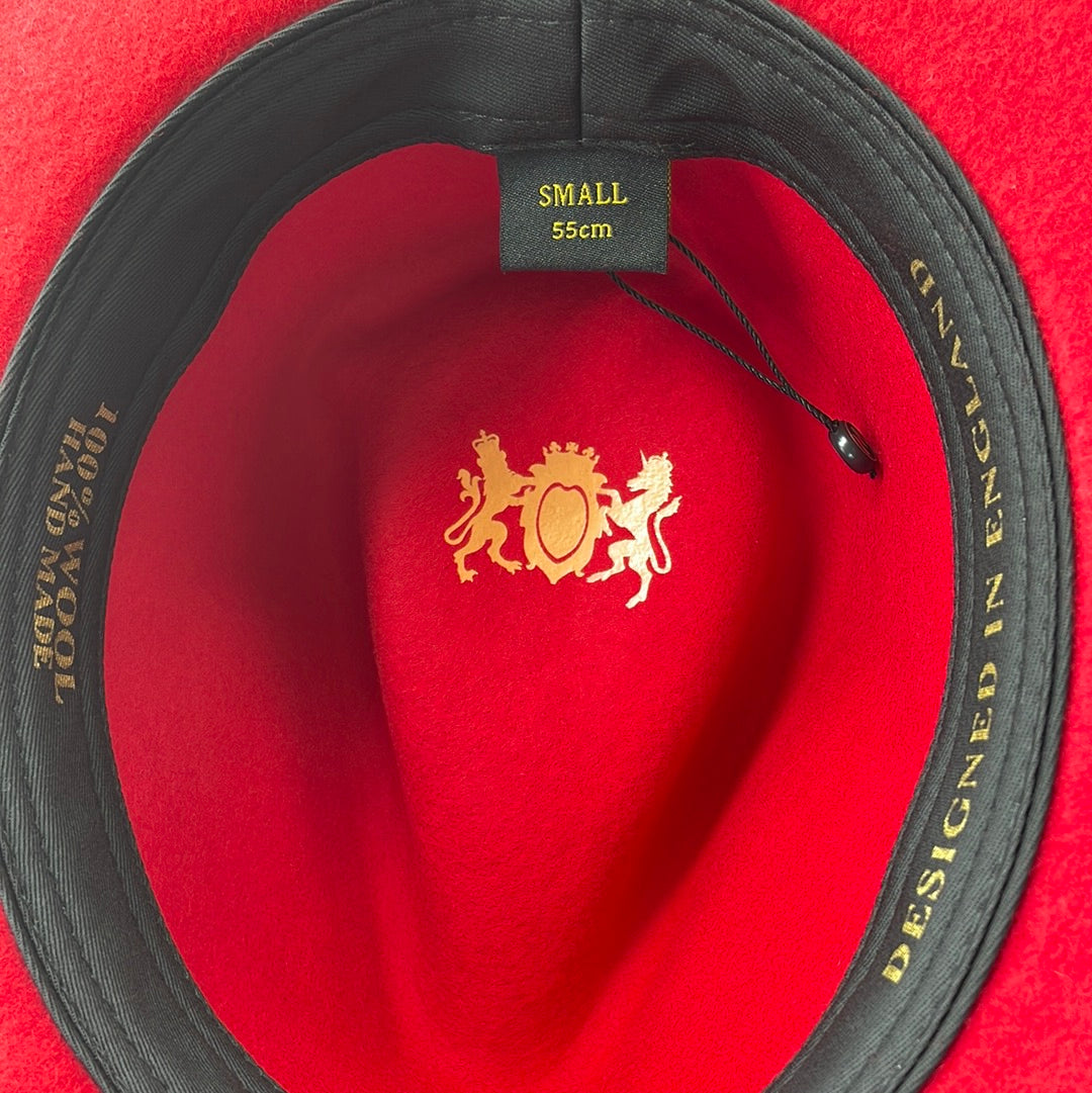 Fedora Cherry Red Hat with Black Leather Band