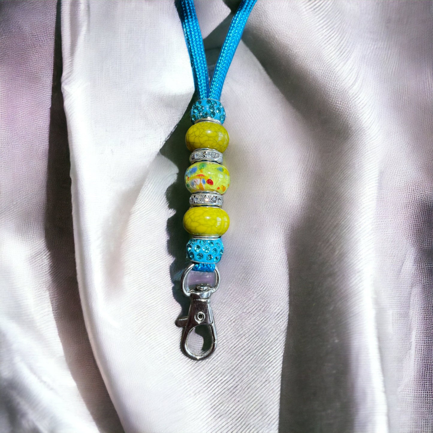 Turquoise & Yellow Beaded Lanyard (CFL8062)