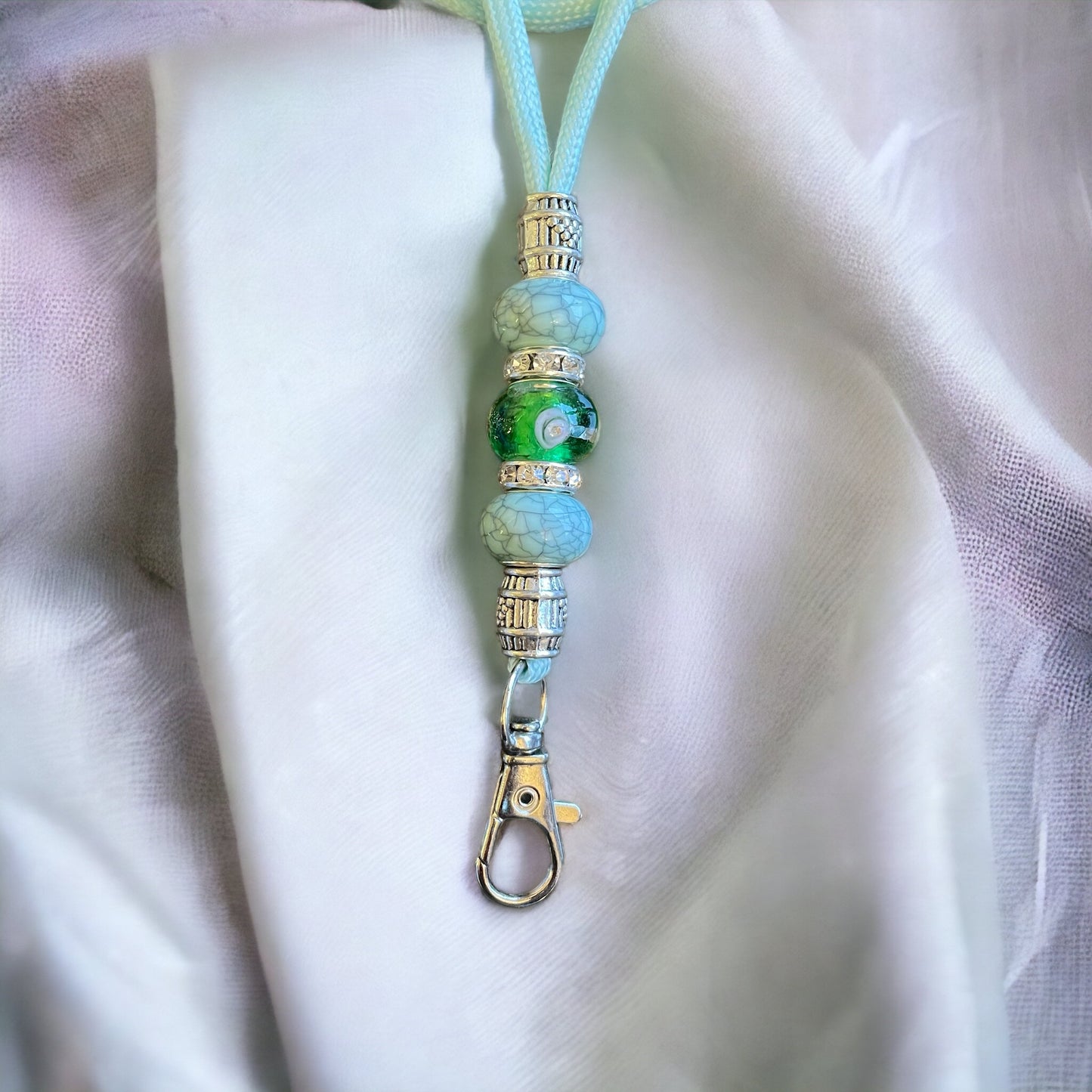 Pale Blue Beaded Lanyard (CFL8042)