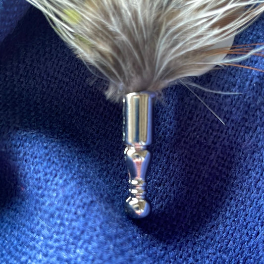 Yellow & Natural Feather Silver Lapel Pin (CFLP001)