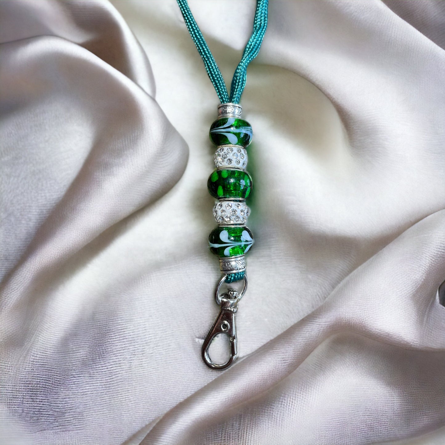 Racing Green Beaded Lanyard (CFL8053)