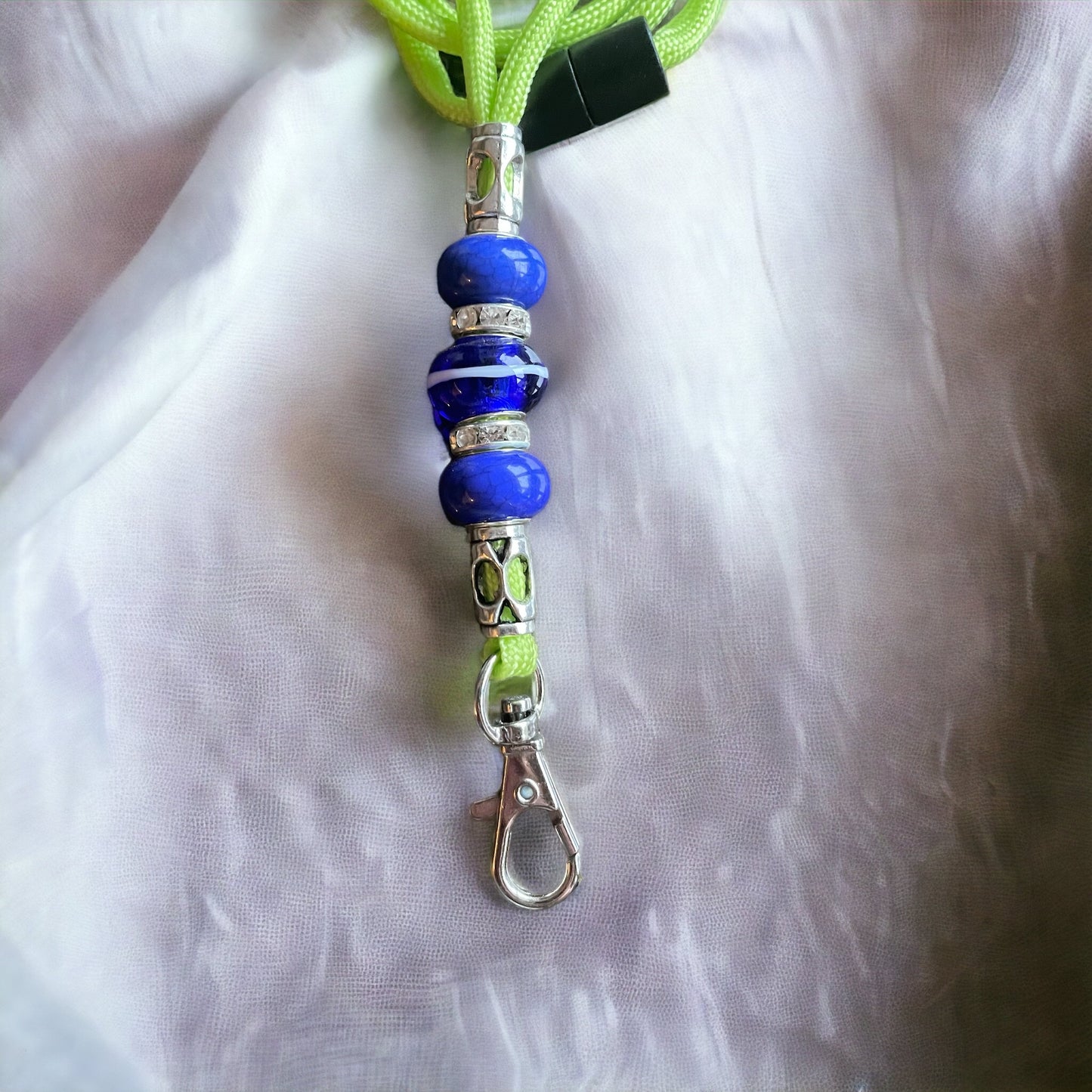 Yellow & Blue Beaded Lanyard (CFL8037)