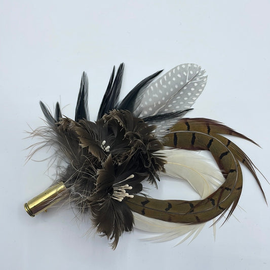 Black, White & Brown Feather Hat Pin (CFP404)