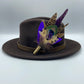 Peacock, Purple & Natural Feather Hat Pin (CFP436)