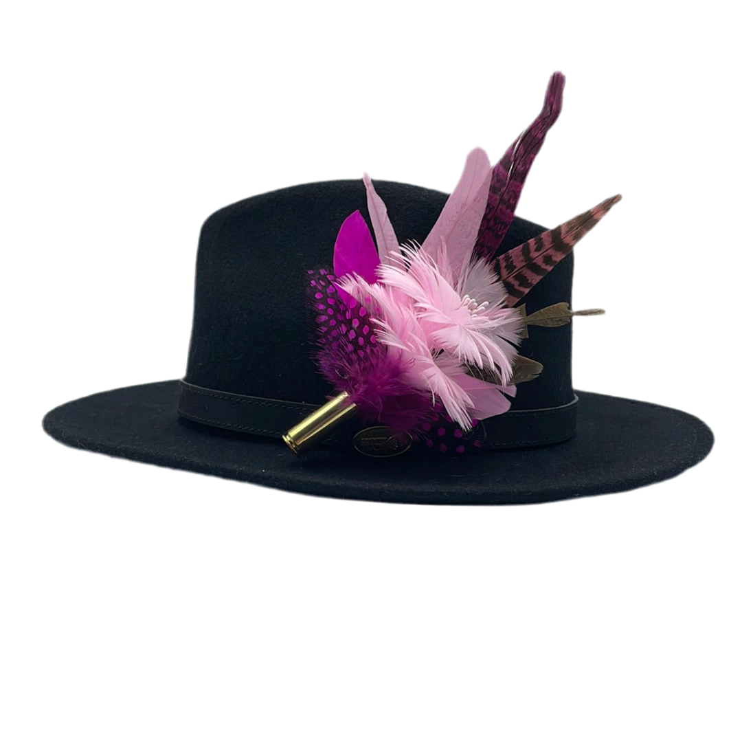 Pink Tones with Cerise Feather Hat Pin (CFP409)