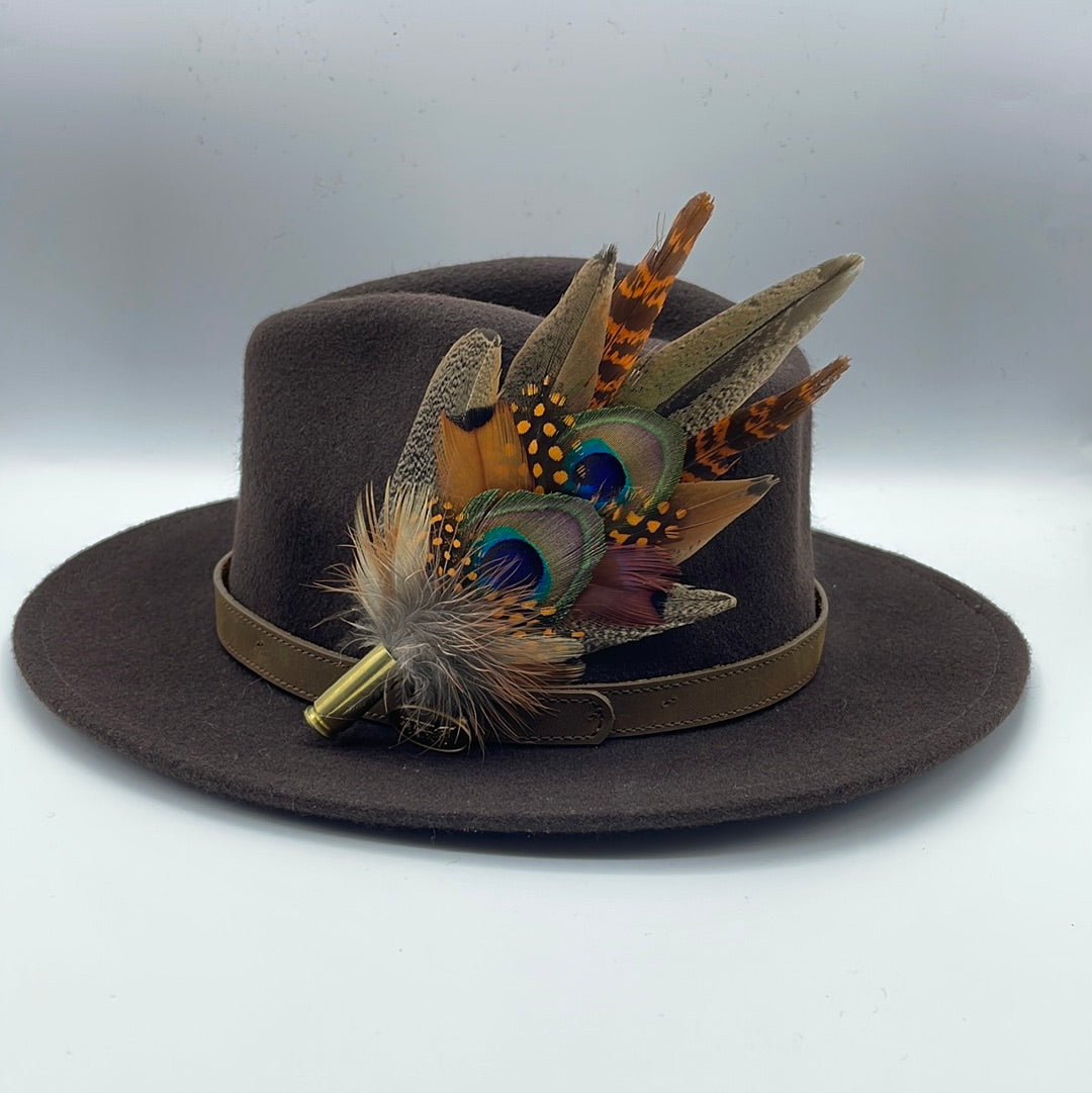 Peacock & Orange Feather Hat Pin (CFP438)
