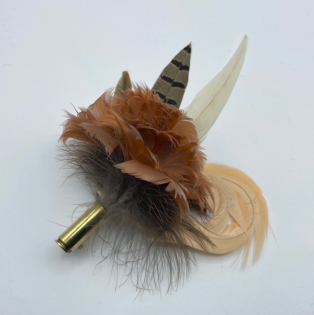 Coffee, Peach & White Feather hat Pin (CFP414)