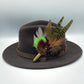 Lime Green, Ruby & Natural Feather Hat Pin (CFP366) - REDUCED