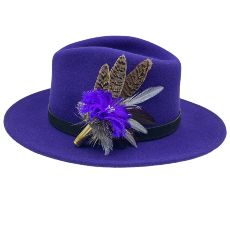 Purple & Natural Feather Hat Pin (CFP642)