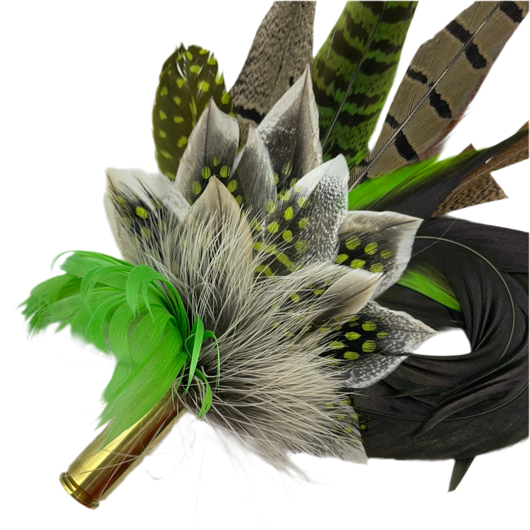 Lime Green & Natural Feather Pin (CFP140)